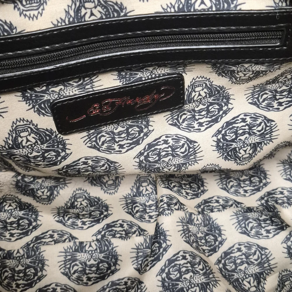 Skull & Floral Print Black Shoulder Tote